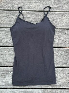 Modern Movement: Black Lace-Trim Cami Tank Top w/ Built In Bra. Women’s Size XL